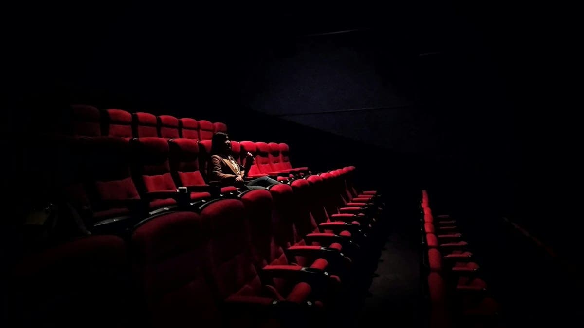 Dramatic stage and set design with theatrical lighting