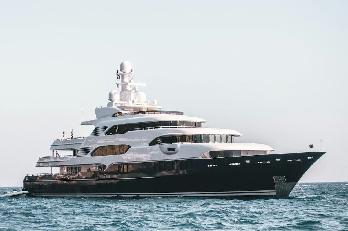Elegant yacht interior with panoramic windows